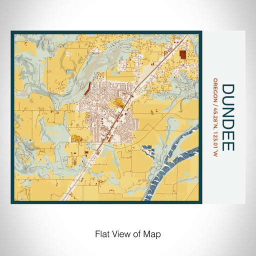 Rendered View of Dundee Oregon Map on 20oz Stainless Steel Insulated Bottle with Bamboo Top with printed woodblock style map
