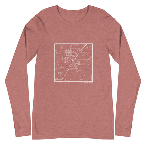 Dundee Oregon  Map Unisex Long-Sleeve T-shirt with City inscription in Heather Mauve