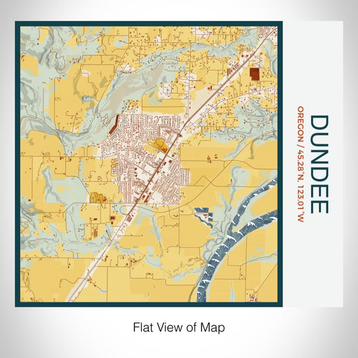 Rendered View of Dundee Oregon Map on 17oz Stainless Steel Insulated Tumbler in Woodblock Map Style