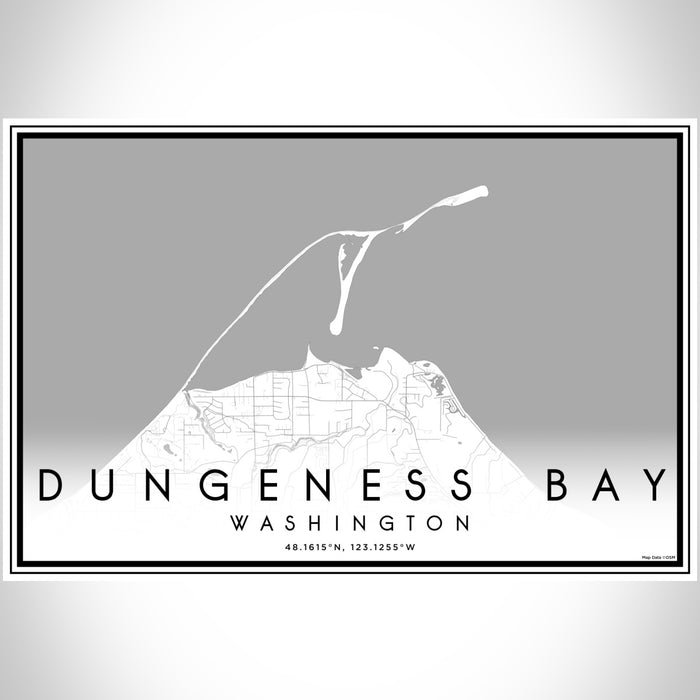 Dungeness Bay Washington Map Print Landscape Orientation in Classic Style With Shaded Background