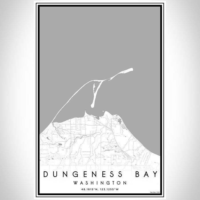 Dungeness Bay Washington Map Print Portrait Orientation in Classic Style With Shaded Background