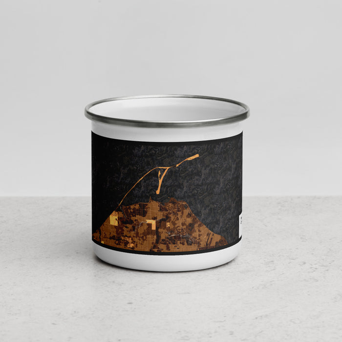 Front View Custom Dungeness Bay Washington Map Enamel Mug in Ember