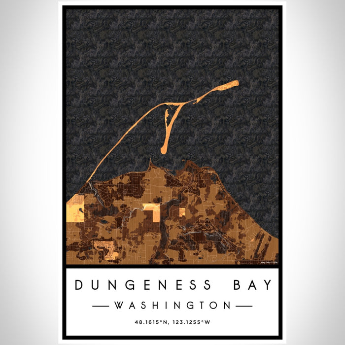 Dungeness Bay Washington Map Print Portrait Orientation in Ember Style With Shaded Background