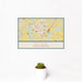 12x18 Dunn North Carolina Map Print Landscape Orientation in Woodblock Style With Small Cactus Plant in White Planter