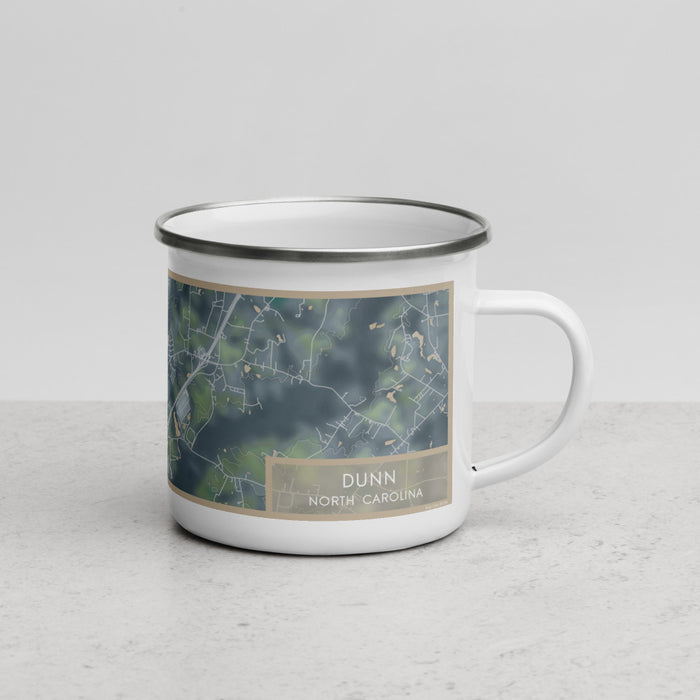 Right View Custom Dunn North Carolina Map Enamel Mug in Afternoon