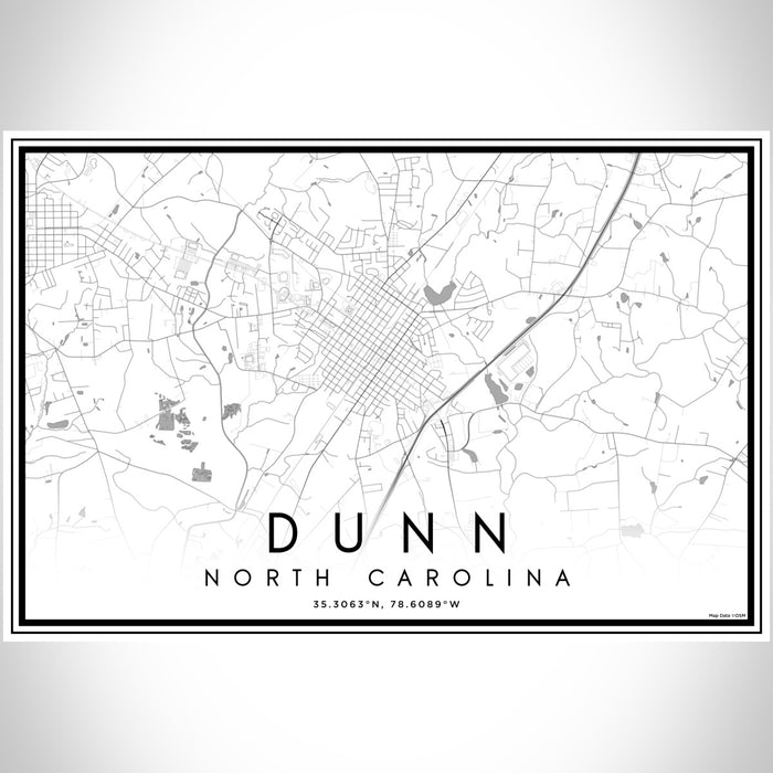 Dunn North Carolina Map Print Landscape Orientation in Classic Style With Shaded Background