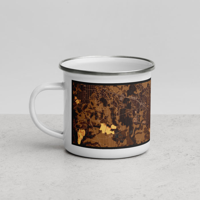 Left View Custom Dunn North Carolina Map Enamel Mug in Ember