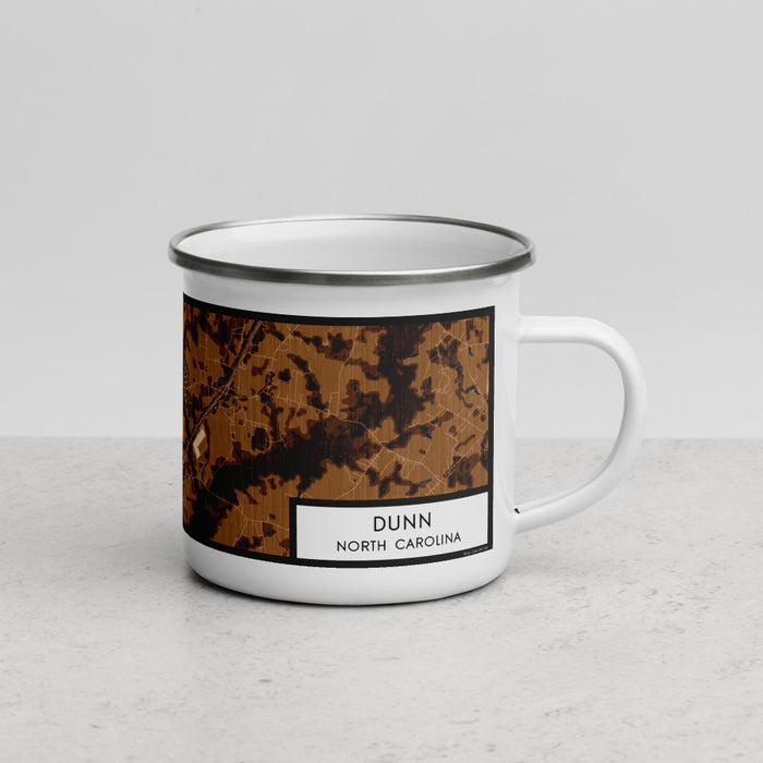 Right View Custom Dunn North Carolina Map Enamel Mug in Ember