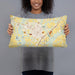 Person holding 20x12 Custom Dunn North Carolina Map Throw Pillow in Woodblock
