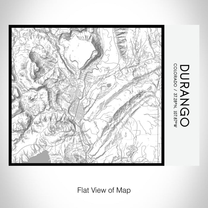 Rendered View of Durango Colorado Map on 20oz Stainless Steel Insulated Bottle with Bamboo Top with printed classic style map