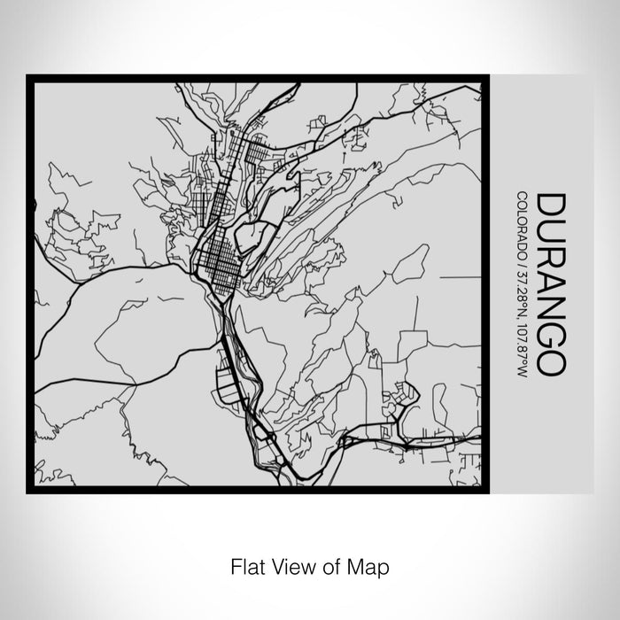 Rendered View of Durango Colorado Map on 20oz Stainless Steel Insulated Bottle with Bamboo Top with printed Tactile Lines Map in Black