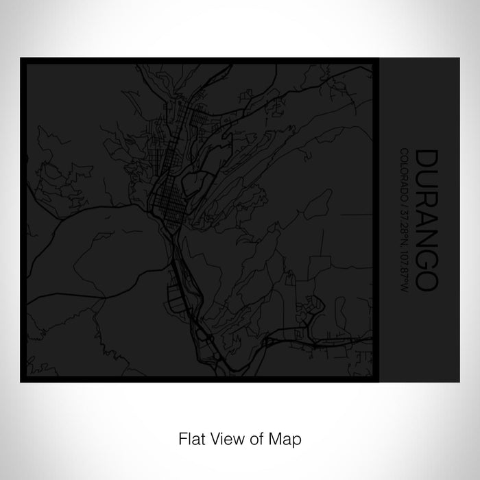 Rendered View of Durango Colorado Map on 20oz Stainless Steel Insulated Bottle with Bamboo Top in Matte Black with printed Tactile Lines Map in Black