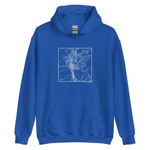 Durango Colorado  Map Unisex Hoodie Sweater with City inscription in Royal Blue