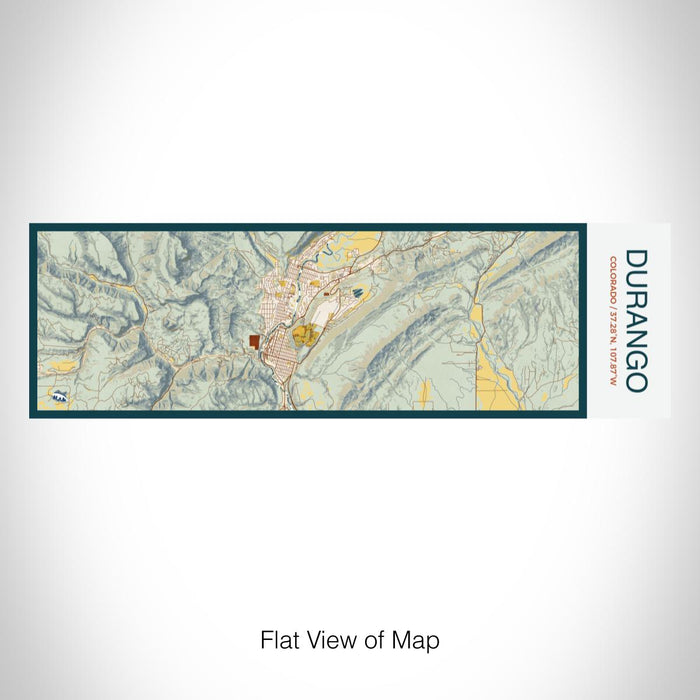 Rendered View of Durango Colorado Map on 10oz Stainless Steel Insulated Cup in Woodblock with Sliding Lid