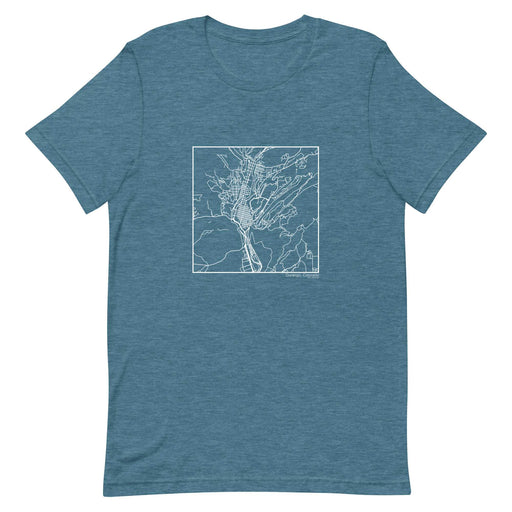 Durango Colorado  Map Unisex T-Shirt with City inscription in Heather Teal