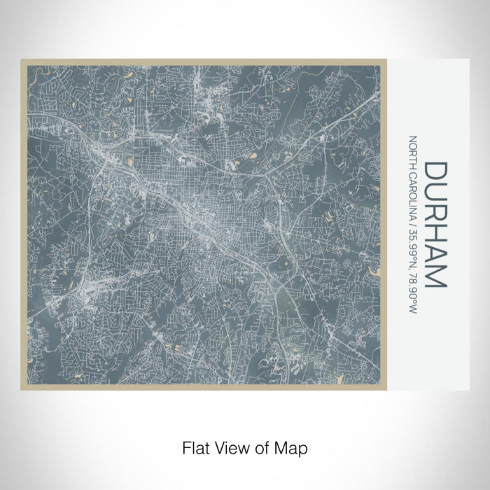 Rendered View of Durham North Carolina Map on 20oz Stainless Steel Insulated Bottle with Bamboo Top with printed afternoon style map