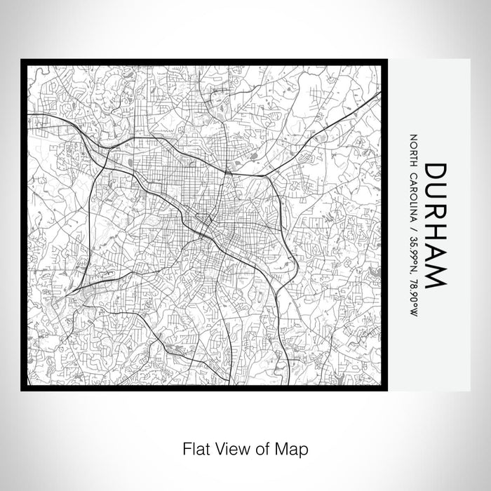 Rendered View of Durham North Carolina Map on 20oz Stainless Steel Insulated Bottle with Bamboo Top with printed classic style map