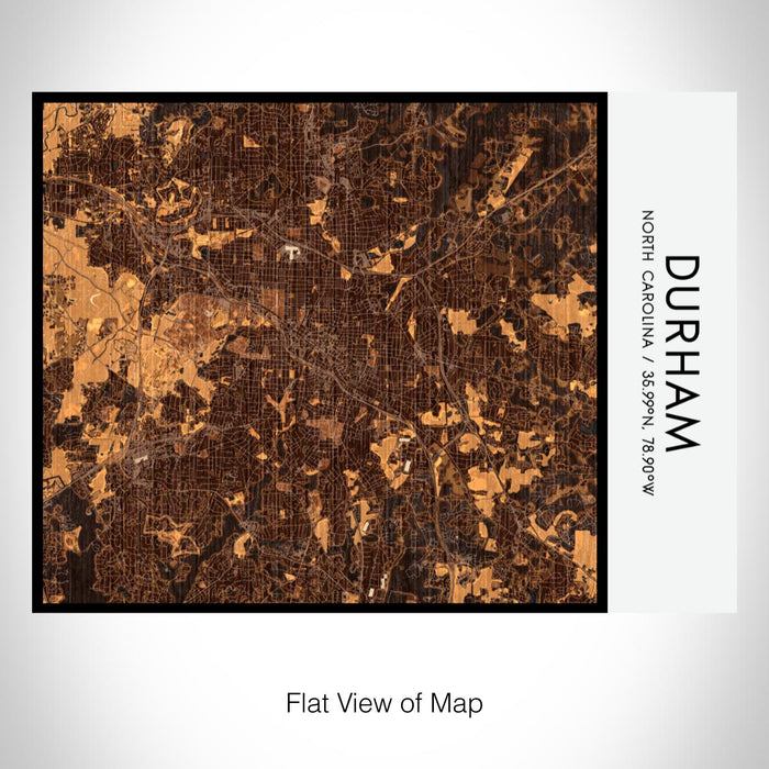 Rendered View of Durham North Carolina Map on 20oz Stainless Steel Insulated Bottle with Bamboo Top with printed ember style map