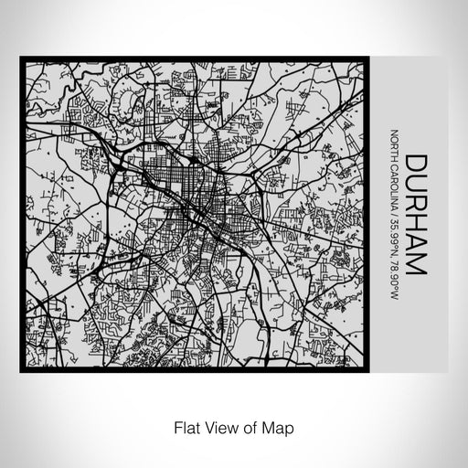 Rendered View of Durham North Carolina Map on 20oz Stainless Steel Insulated Bottle with Bamboo Top with printed Tactile Lines Map in Black
