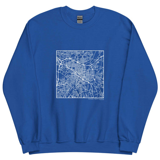 Durham North Carolina  Map Unisex Crewneck Sweater with City inscription in Royal Blue