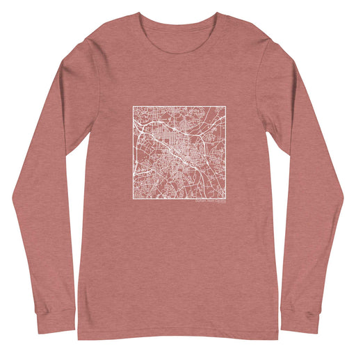 Durham North Carolina  Map Unisex Long-Sleeve T-shirt with City inscription in Heather Mauve