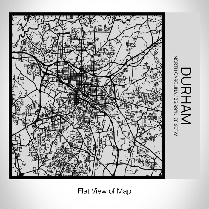 Rendered View of Durham North Carolina Map on 17oz Stainless Steel Insulated Tumbler in Tactile Lines with Succulent in Background