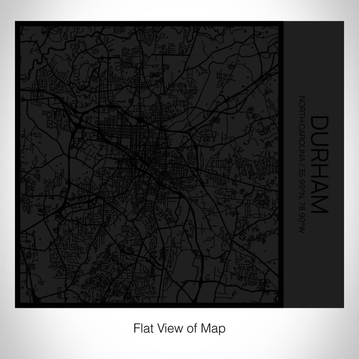 Rendered View of Durham North Carolina Map on 17oz Stainless Steel Insulated Tumbler in Matte Black with Tactile Lines