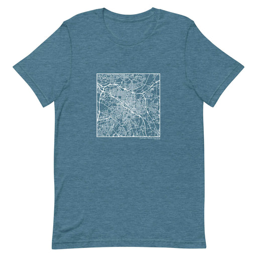 Durham North Carolina  Map Unisex T-Shirt with City inscription in Heather Teal