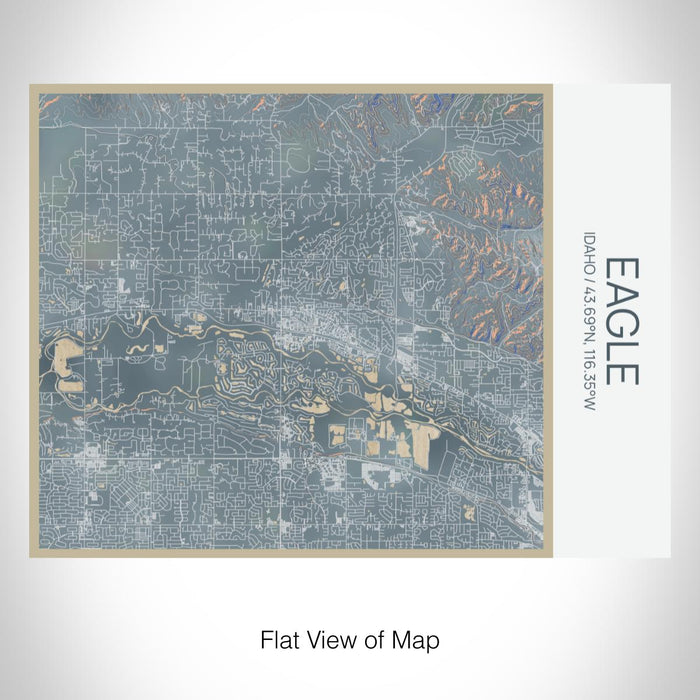 Rendered View of Eagle Idaho Map on 20oz Stainless Steel Insulated Bottle with Bamboo Top with printed afternoon style map