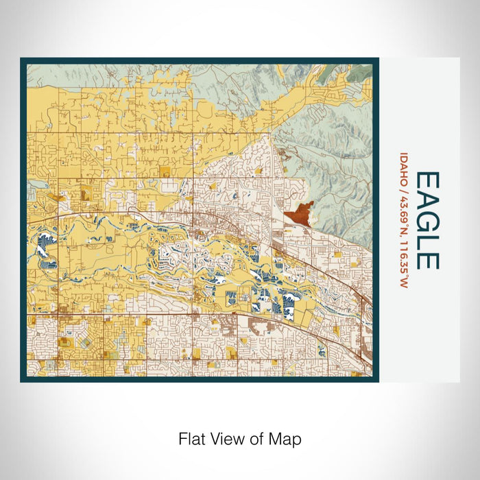 Rendered View of Eagle Idaho Map on 20oz Stainless Steel Insulated Bottle with Bamboo Top with printed woodblock style map