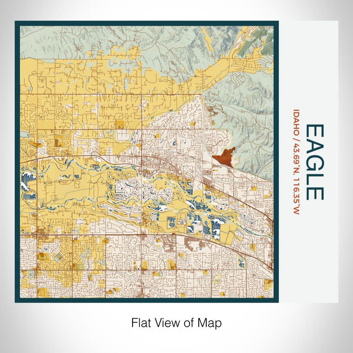 Rendered View of Eagle Idaho Map on 17oz Stainless Steel Insulated Tumbler in Woodblock Map Style