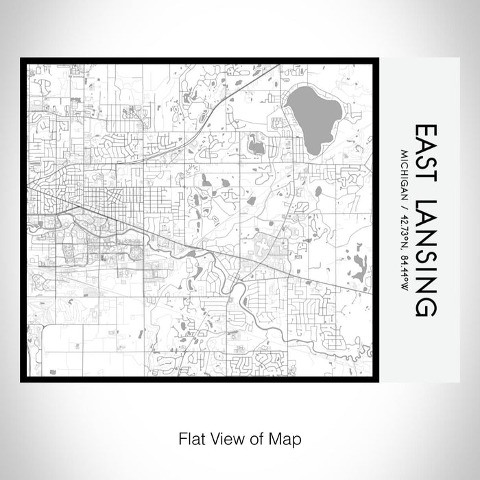 Rendered View of East Lansing Michigan Map on 20oz Stainless Steel Insulated Bottle with Bamboo Top with printed classic style map