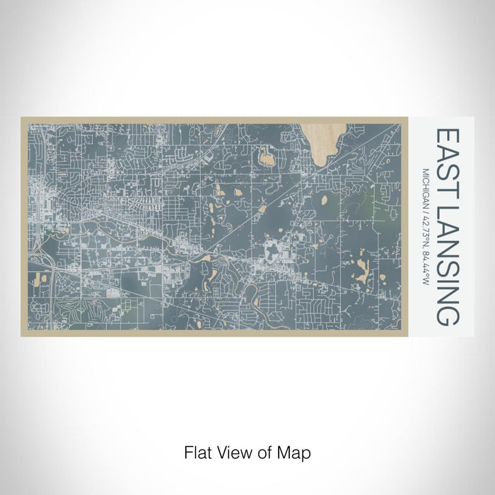 Rendered View of East Lansing Michigan Map on 17oz Stainless Steel Insulated Bottle with printed afternoon style map