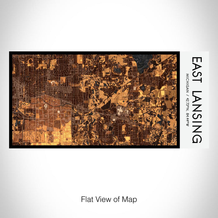 Rendered View of East Lansing Michigan Map on 17oz Stainless Steel Insulated Bottle with printed ember style map