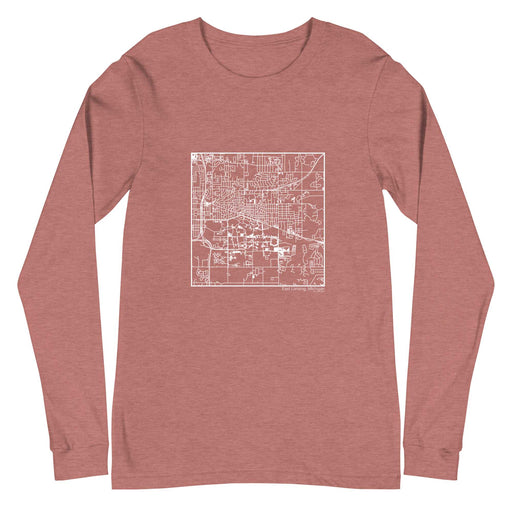 East Lansing Michigan  Map Unisex Long-Sleeve T-shirt with City inscription in Heather Mauve