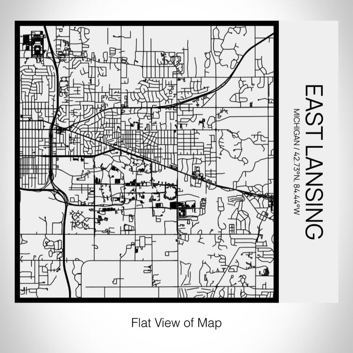 Rendered View of East Lansing Michigan Map on 17oz Stainless Steel Insulated Tumbler in Matte White with Tactile Lines