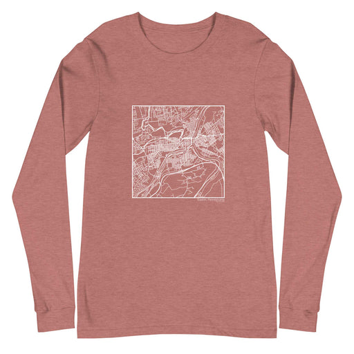 Easton Pennsylvania  Map Unisex Long-Sleeve T-shirt with City inscription in Heather Mauve