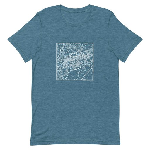 Easton Pennsylvania  Map Unisex T-Shirt with City inscription in Heather Teal