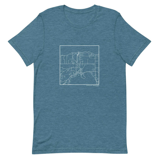 Eastsound Washington  Map Unisex T-Shirt with City inscription in Heather Teal