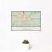 12x18 Eatonville Washington Map Print Landscape Orientation in Woodblock Style With Small Cactus Plant in White Planter