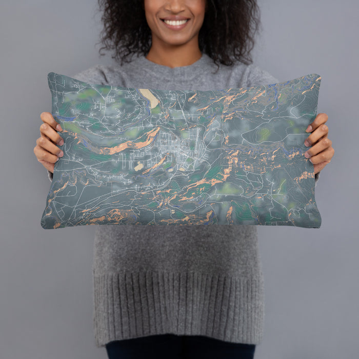 Person holding 20x12 Custom Eatonville Washington Map Throw Pillow in Afternoon