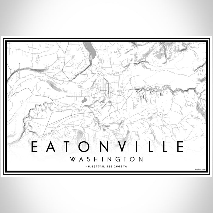 Eatonville Washington Map Print Landscape Orientation in Classic Style With Shaded Background