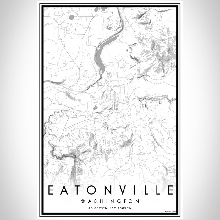 Eatonville Washington Map Print Portrait Orientation in Classic Style With Shaded Background