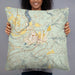 Person holding 22x22 Custom Eatonville Washington Map Throw Pillow in Woodblock