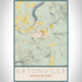 Eatonville Washington Map Print Portrait Orientation in Woodblock Style With Shaded Background