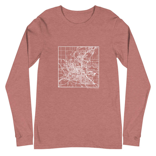 Eau Claire Wisconsin  Map Unisex Long-Sleeve T-shirt with City inscription in Heather Mauve