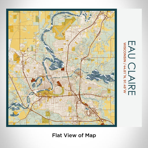 Rendered View of Eau Claire Wisconsin Map on 17oz Stainless Steel Insulated Tumbler in Woodblock Map Style