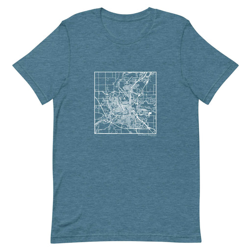 Eau Claire Wisconsin  Map Unisex T-Shirt with City inscription in Heather Teal