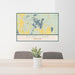 24x36 Echo Lake Montana Map Print Lanscape Orientation in Woodblock Style Behind 2 Chairs Table and Potted Plant