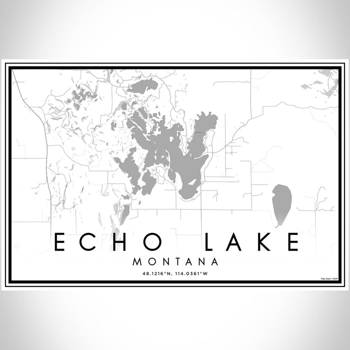 Echo Lake Montana Map Print Landscape Orientation in Classic Style With Shaded Background